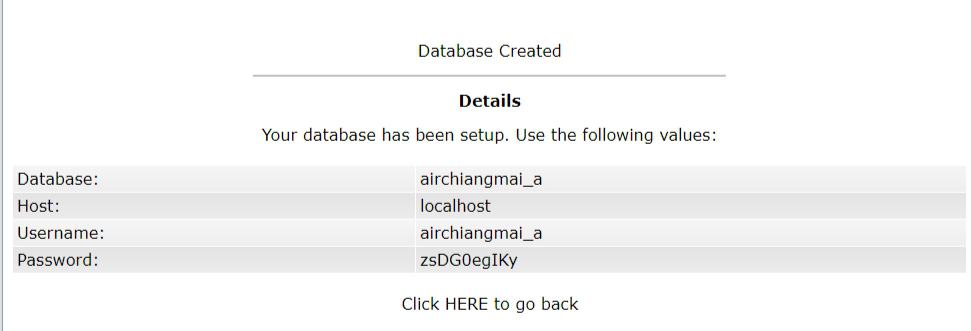 database สร้างแล้ว